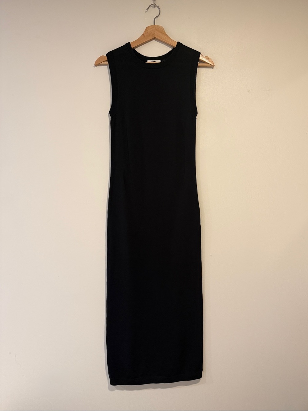 Uniqlo Black Sleeveless Maxi Tank Dress - Ribbed 100% Cotton - Small